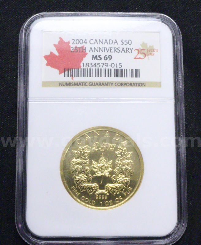 NGC Graded 2004 Canada 25th Anniversary $50 Gold Coin
