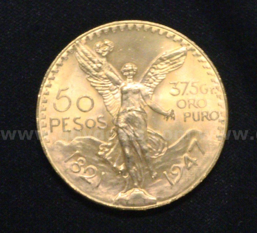 1947 Gold Mexico 50 Peso Coin, 41.6 Grams