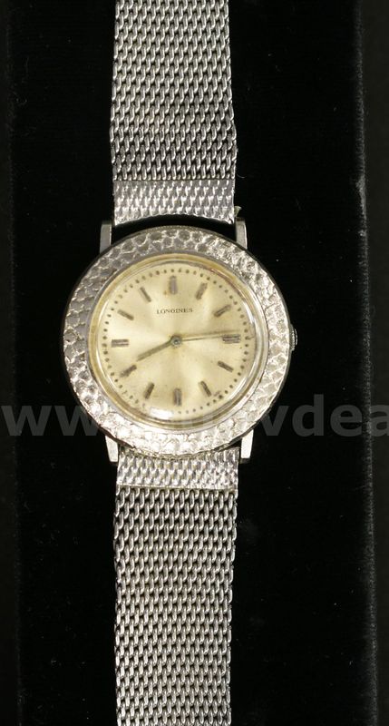 Vintage Longines 17 Jewel Watch 14K W/G Case & Back Stainless Steel Mesh Band