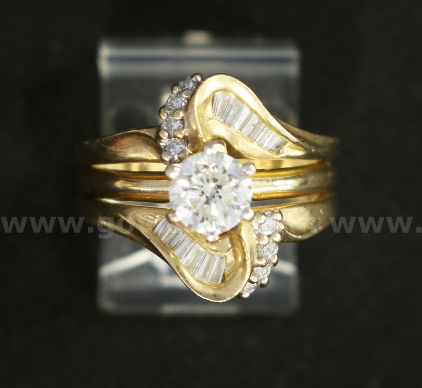 14K Yellow Gold 2PC Diamond Wedding Set, 8.8 Grams