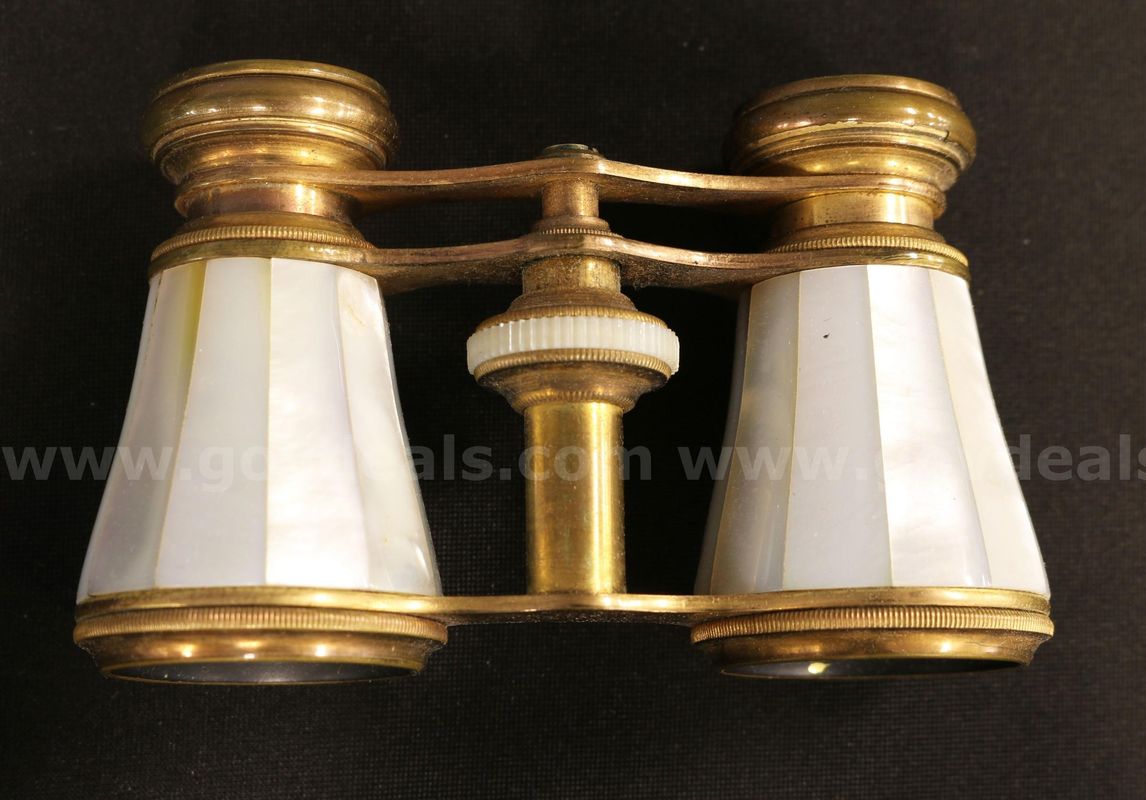 Vintage L. Bamberger & Co Brass & Mother Of Pearl Opera Glasses