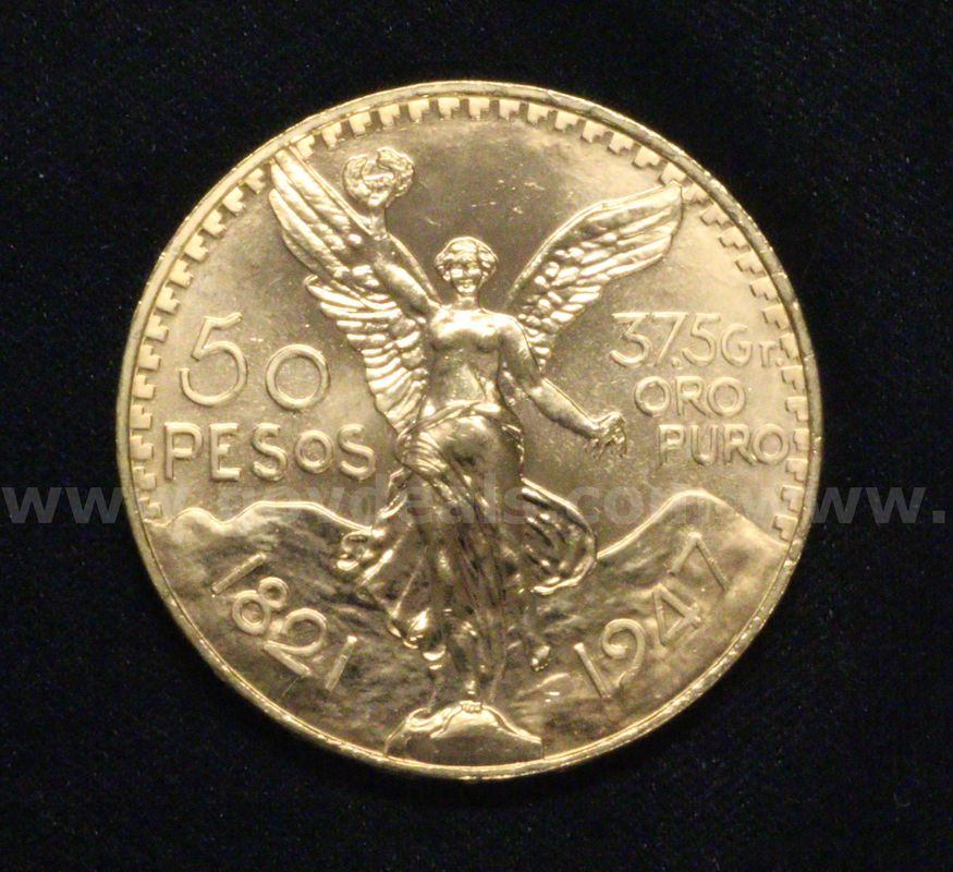 1947 Gold Mexico 50 Peso Coin, 41.6 Grams