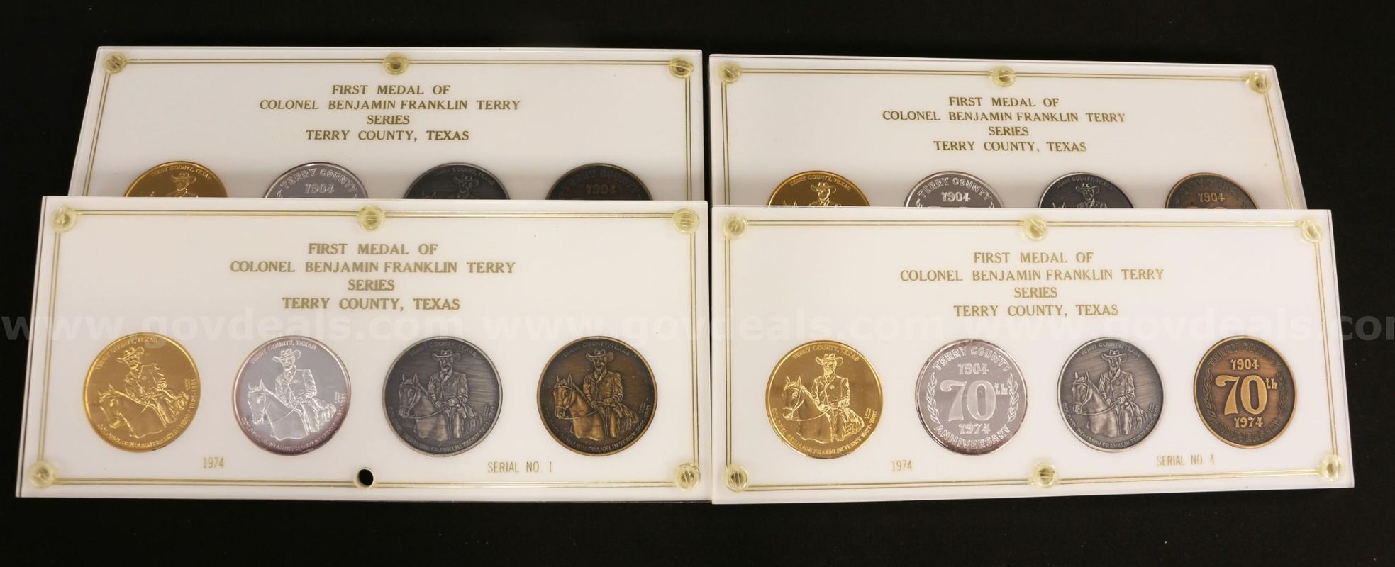 4 First Medal Of Colonel Benjamin Franklin Terry Series- Terry County, Tx Sets