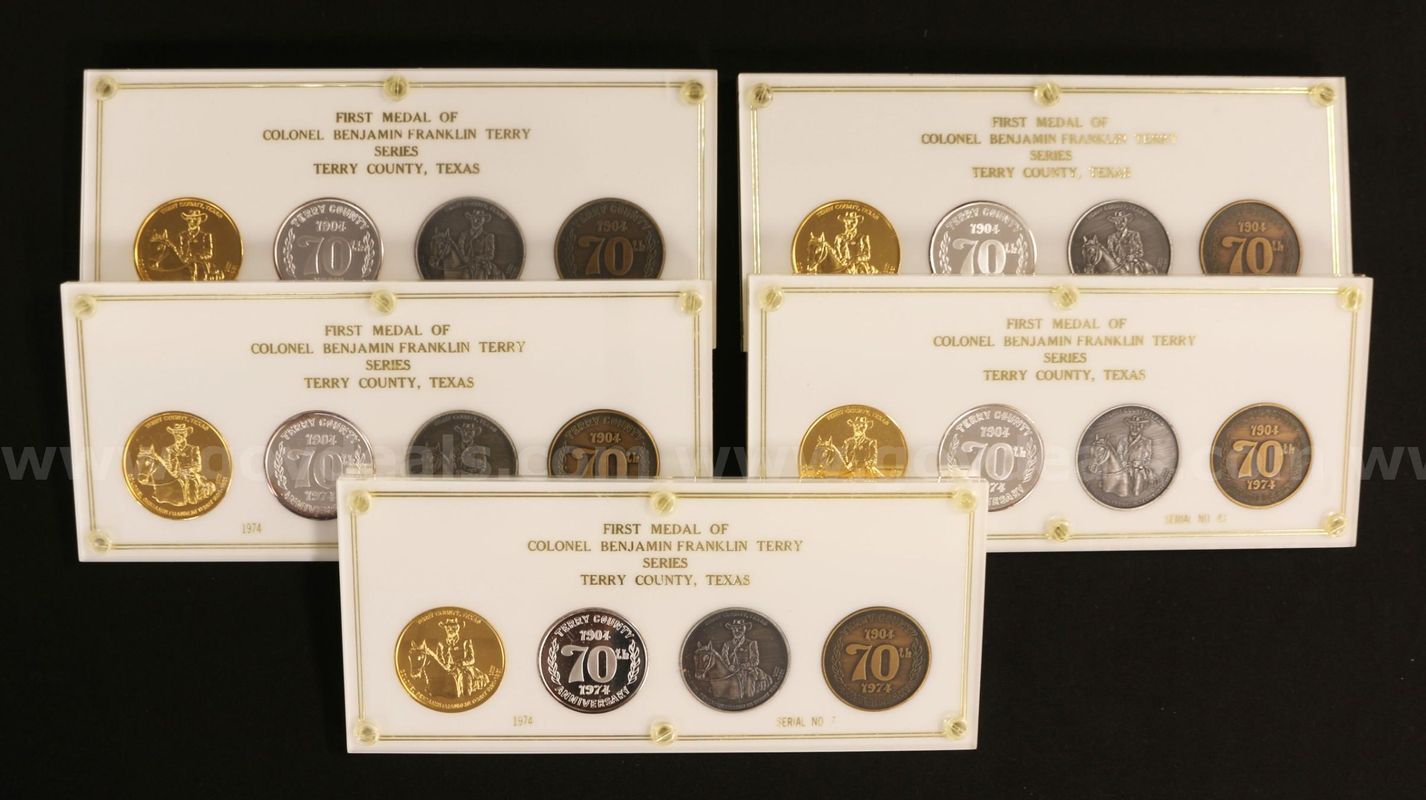 5 First Medal Of Colonel Benjamin Franklin Terry Series- Terry County, Tx Sets