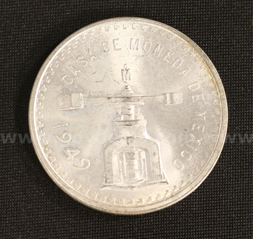 Graded 1949 Casa De Monedo Mexico 1oz Silver Peso Coin