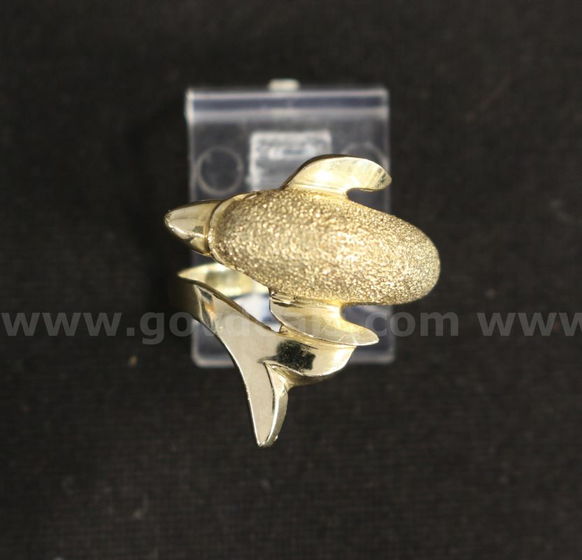 14K Yellow Gold Dolphin Design Ring, 5.5 Grams