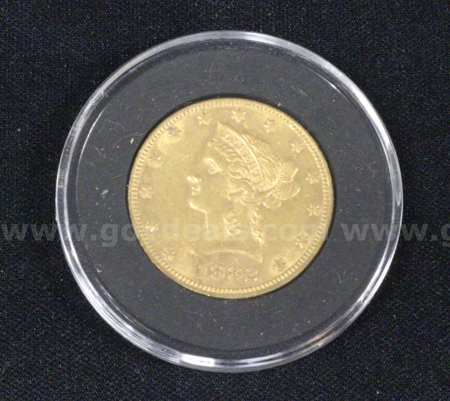 1882 U.S. Gold Liberty Head $10 Coin, 16.7 Grams
