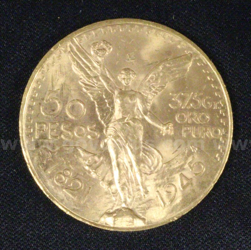 1945 Gold Mexico 50 Peso Coin, 41.6 Grams