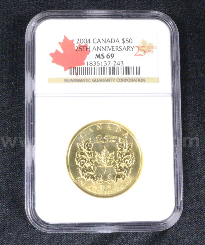 NGC Graded 2004 Canada 25th Anniversary $50 Gold Coin