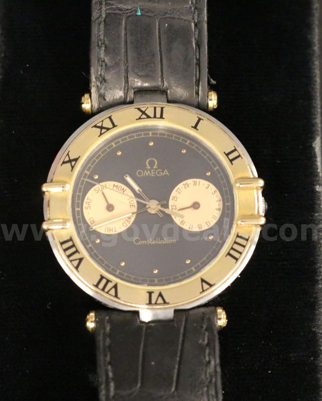 Omega Constellation Watch With Black Leather Band