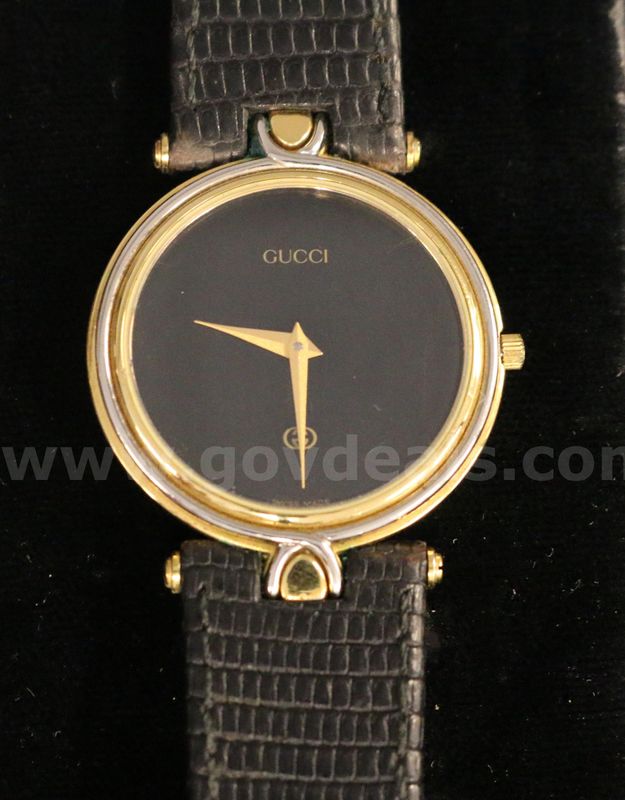 Gucci 4500M Watch with Black Leather Band