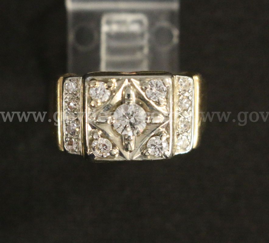 10k Yellow Gold Stepped Design Diamond Ring, 6.9 Grams