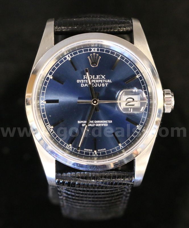Stainless Steel Rolex Datejust With Lizard Skin Band