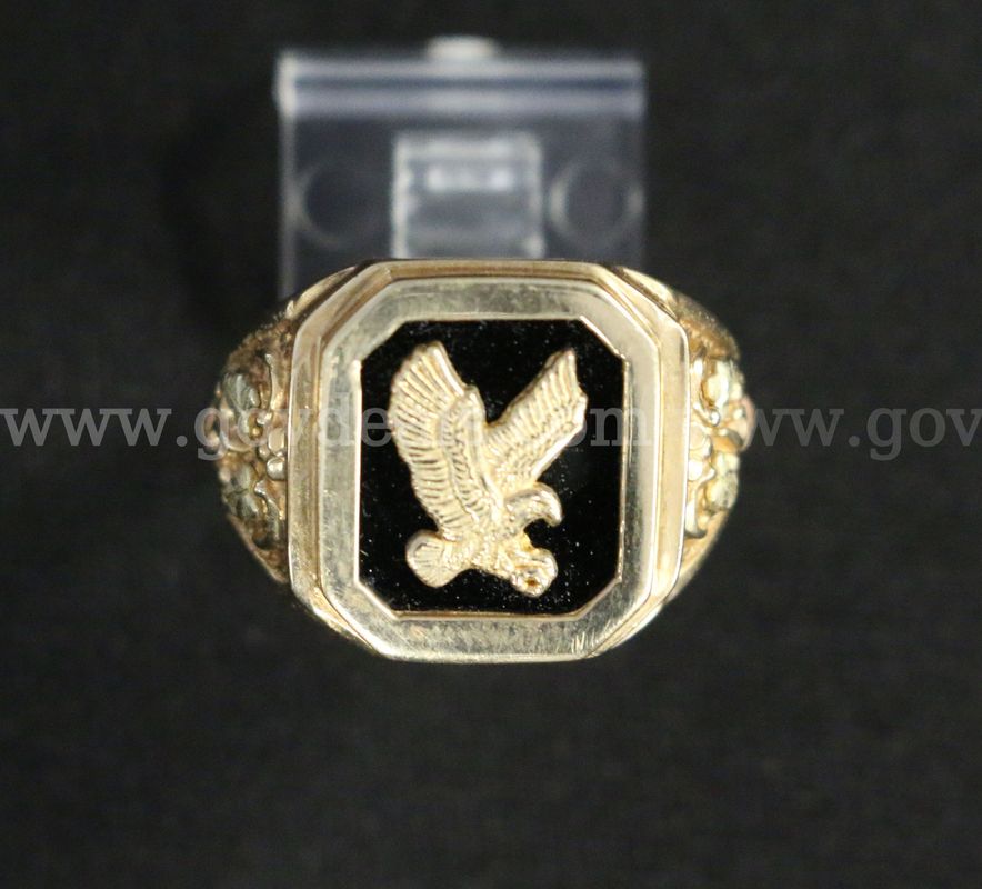 10k Yellow Gold Black Hills Gold Signet Style Ring with Black Onyx, 8.4 Grams