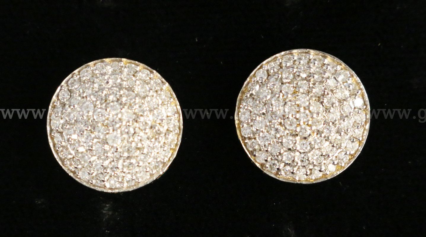 18k Yellow Gold Cluster Design Diamond Stud Earrings, 5.5 Grams