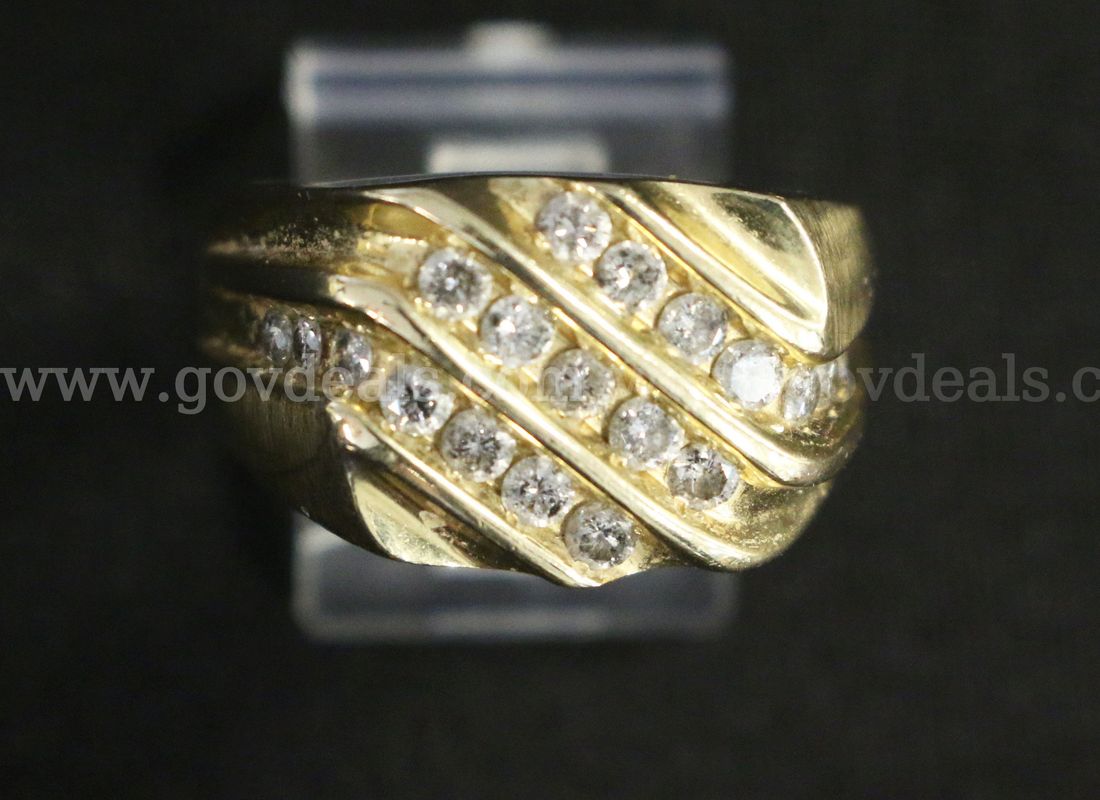 14K Yellow Gold Diamond Channel Set Ring, 12.0 Grams