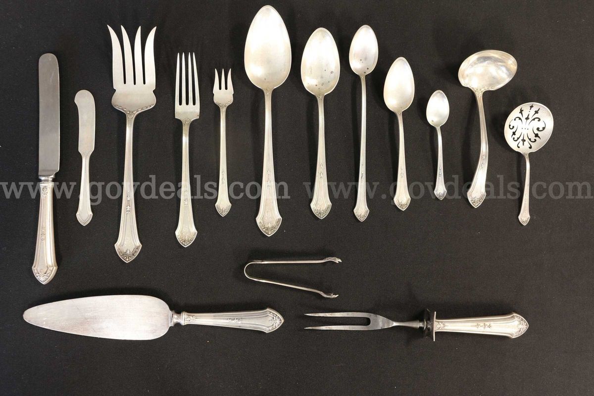 Durgin Lenox 97 Piece Sterling Silver Flatware Set, 3,256.9 Grams