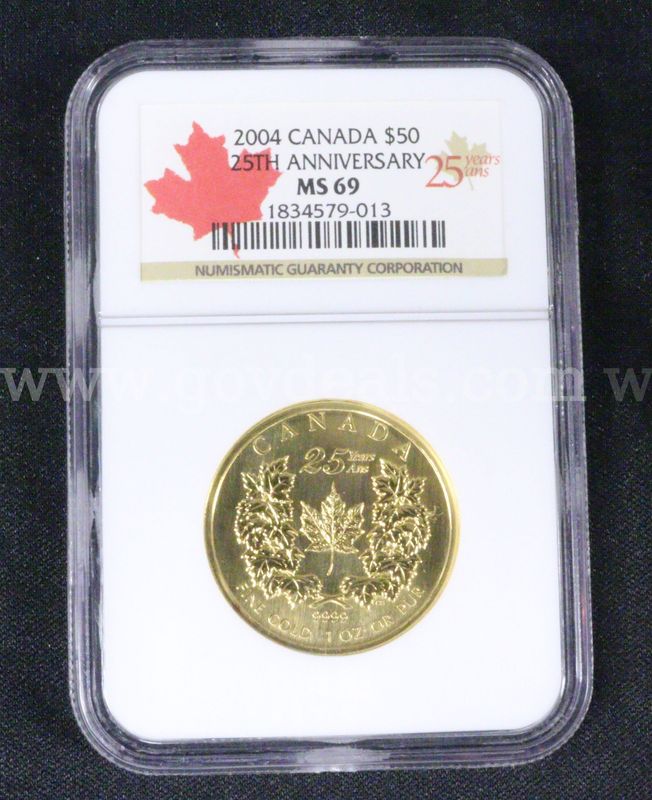 NGC Graded 2004 Canada $50 25th Anniversary 1 Ounce Gold Coin