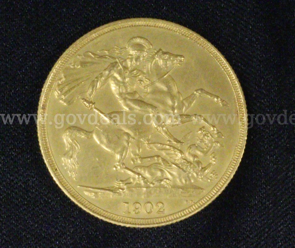 1902 Great Britain Gold Double Sovereign Coin, 15.98 Grams