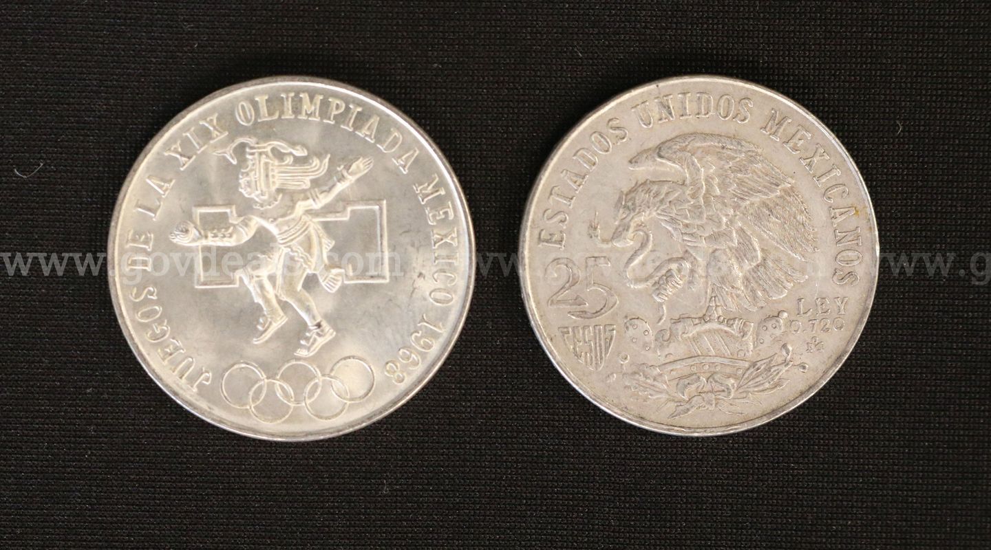 100 Mexico 25 Pesos XIX Olympic Games Silver Coins, 2250.0 Grams