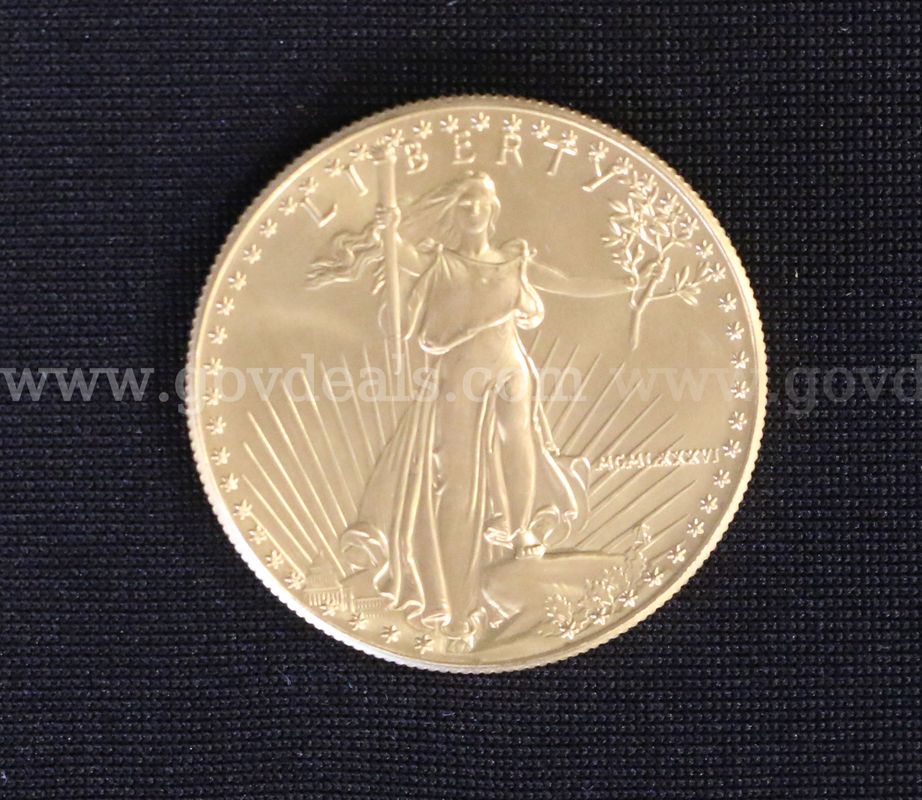 1986 Gold U.S. $50 Gold American Eagle 1 Ounce Coin, 33.9 Grams