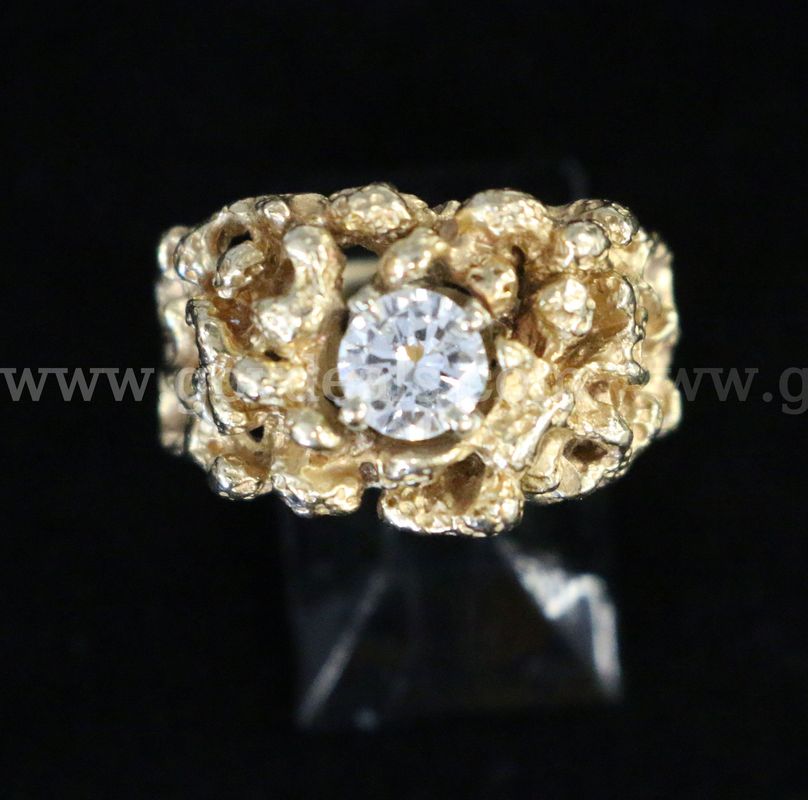 14K Yellow Gold Diamond Nugget Design Ring, 10.2 Grams