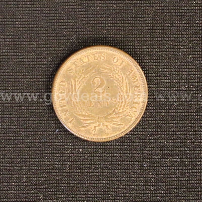 1866 U.S. Shield Two Cent Piece, 6.2 Grams