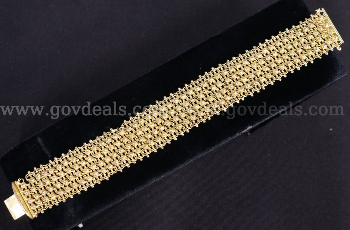 14k Yellow Gold Double Curb Mesh Style Bracelet, 35.0 Grams