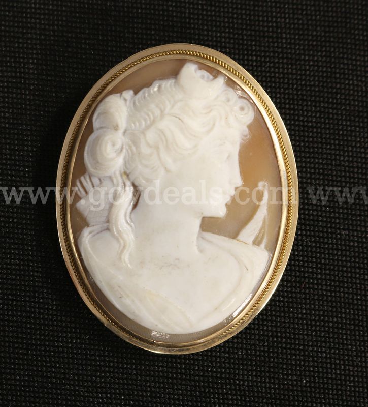 14K Yellow Gold Cameo Brooch/Pendant, 5.8 Grams
