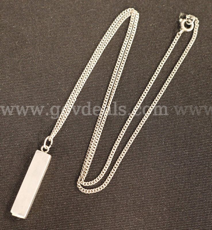 Sterling Silver Link Necklace & Mezuzah Pendant With Prayer, 4.1 Grams