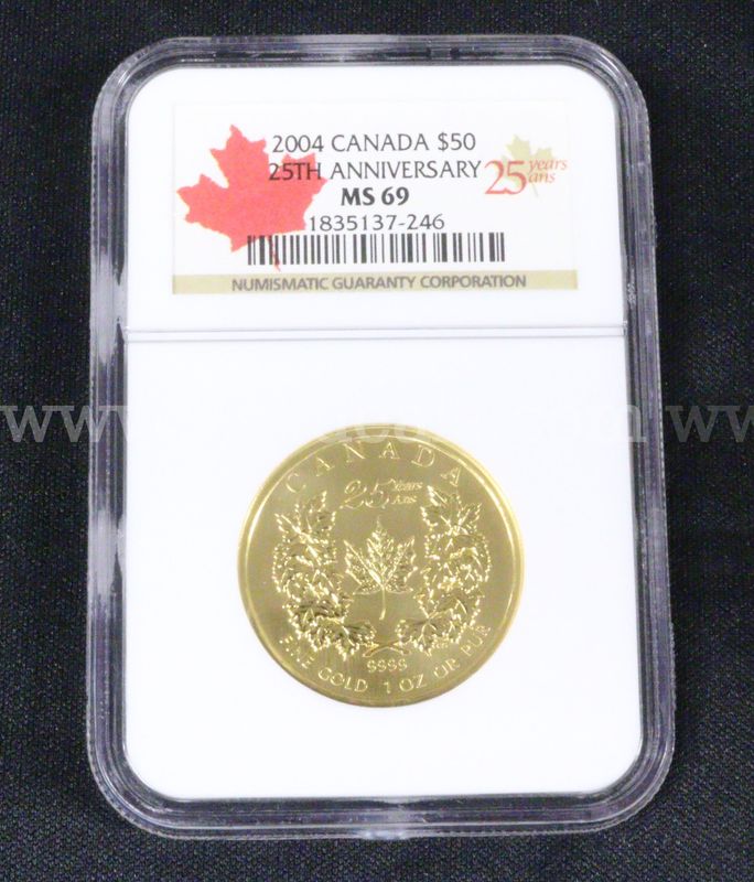 NGC Graded 2004 Canada 25th Anniversary $50 Gold Coin