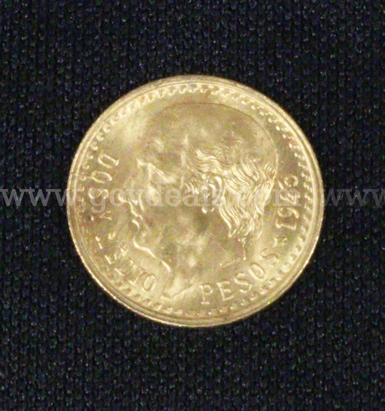 1945 Mexico Dos Y Medio Peso Gold Coin, 2.1 Grams
