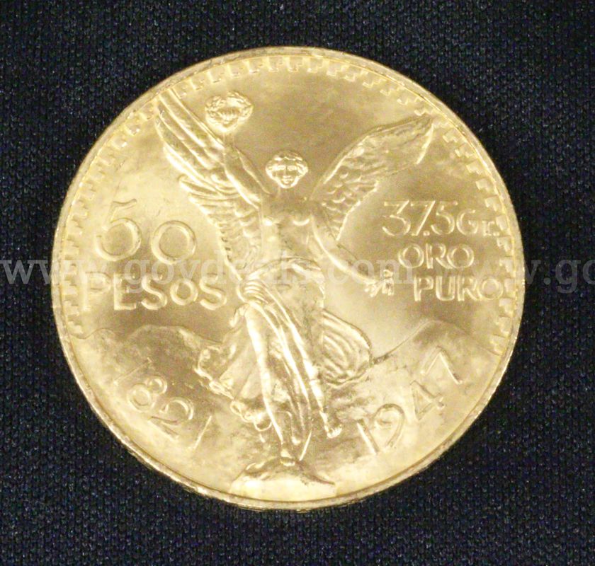 1947 Gold Mexico 50 Peso Coin, 41.6 Grams