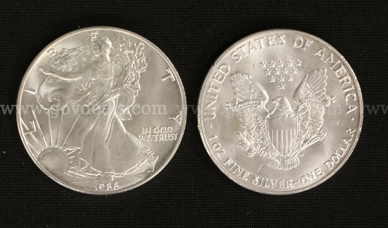 5 Assorted U.S. Silver Dollar American Eagle Coins