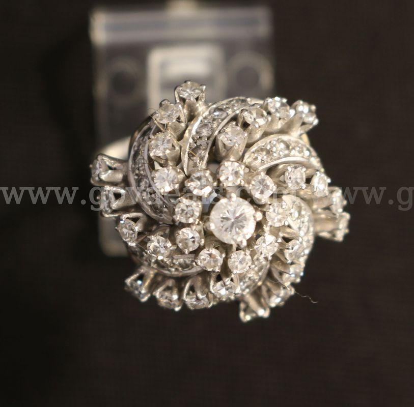 Platinum Cluster/Dome Design Diamond Ring, 8.7 Grams