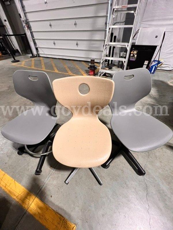 3 Hard Plastic Office Chairs