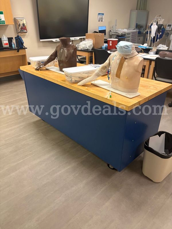 Metal Roll Around Cart with Wood Top
