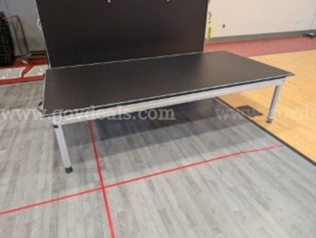 Portable Stage System Package - (8) 4' x 8' Panels w/ Railing, Steps, Ramp & Curtains
