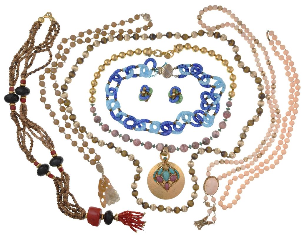 14Kt Bead and Costume Necklace Lot