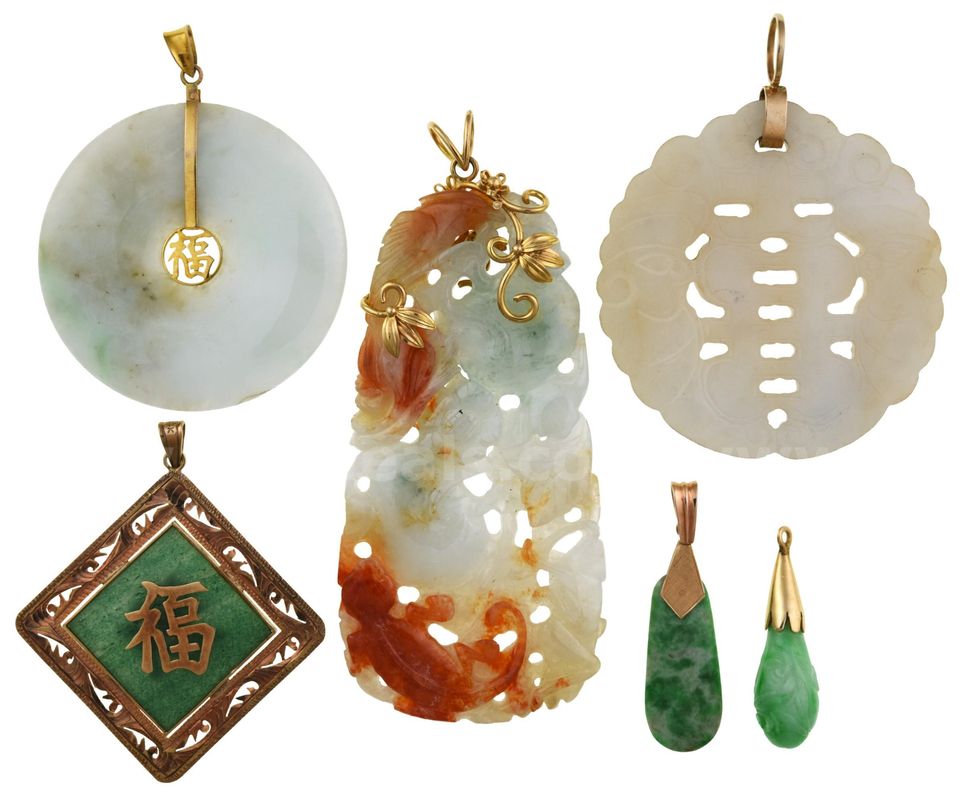 14KT Gold and Jadeite Lot