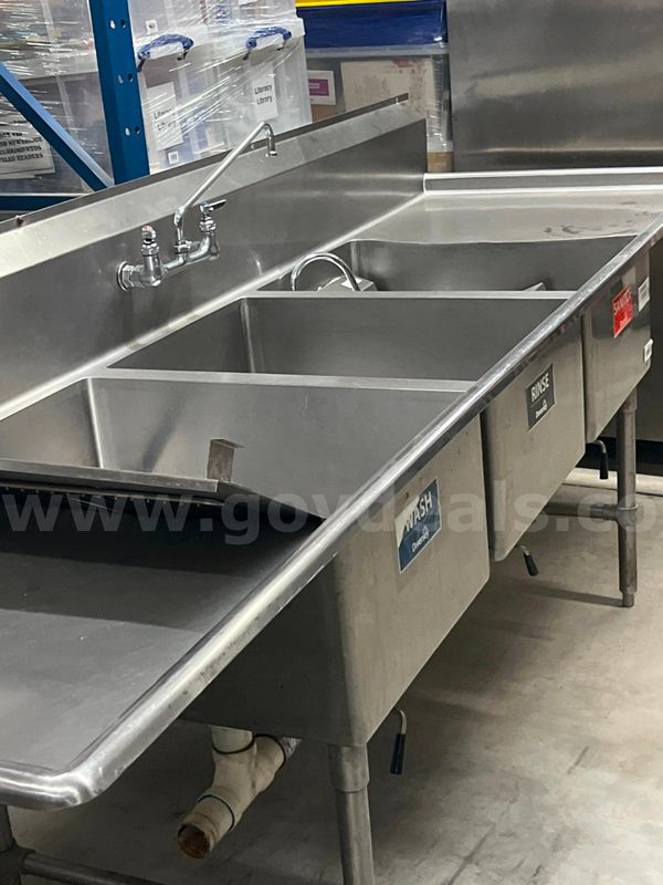 3 compartment sink plus small stainless sink