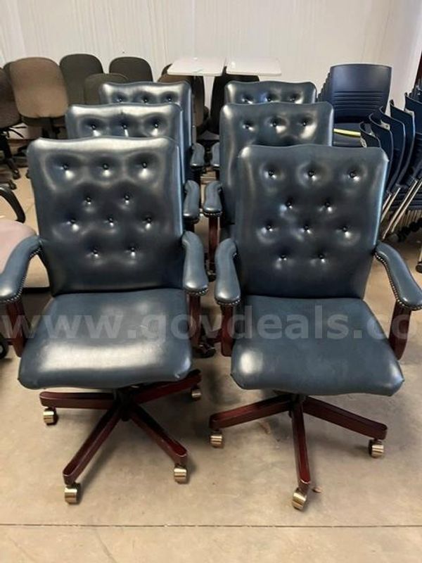 Blue Leather Office Chairs 7 ct.