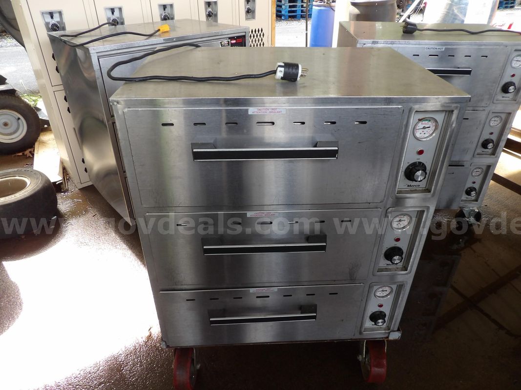 Three - Commercial Cafeteria Food Warmers - on Wheels