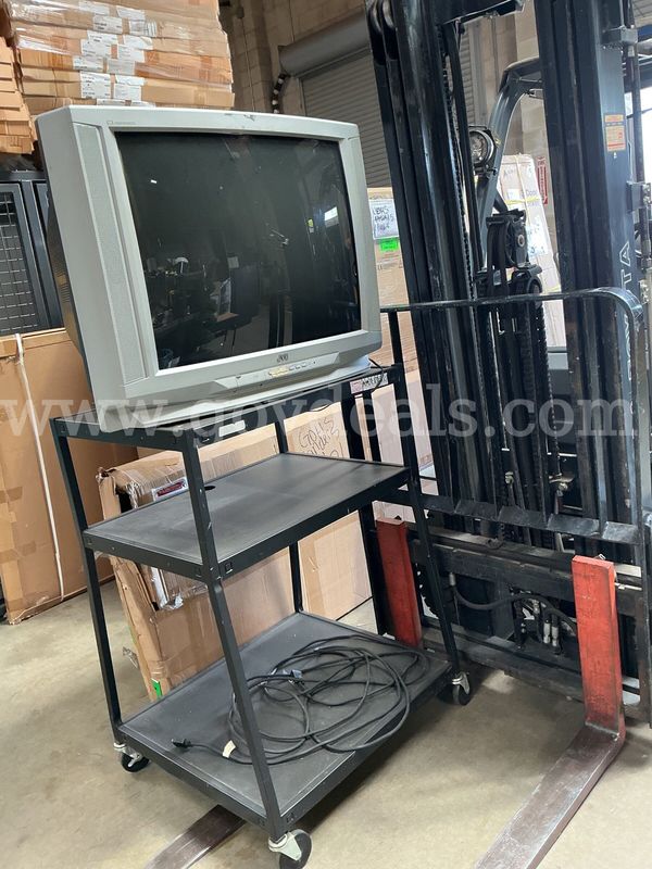 JVC 32 inch TV with rolling cart