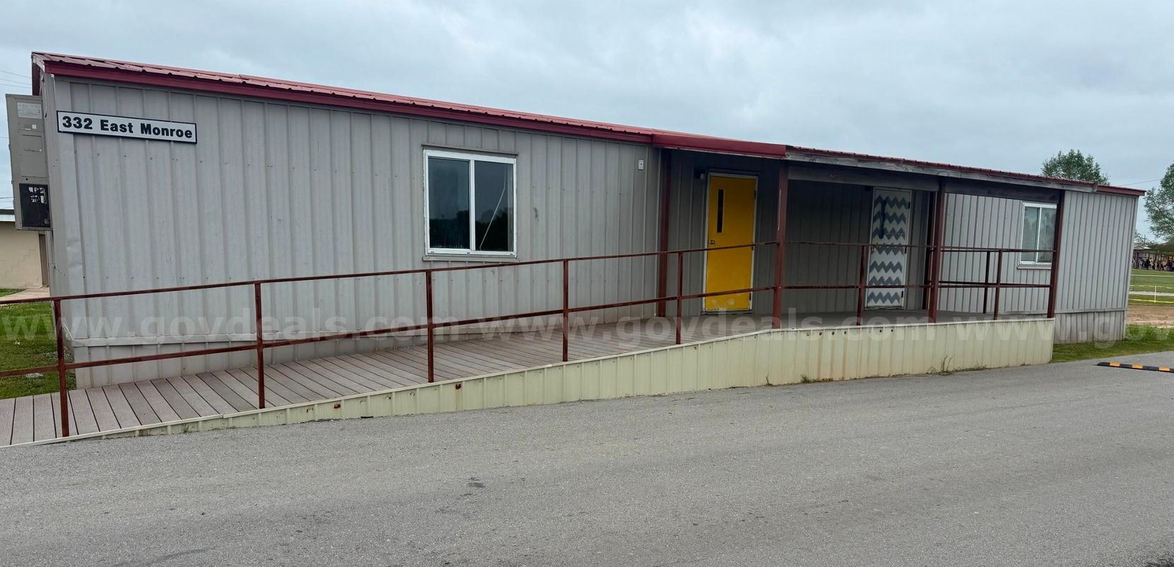 Modular Building that has served as two classrooms with a door in between the classroom