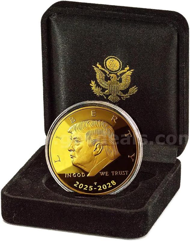 Real 1 Ounce 24 Carat Gold Plated Donald Trump American Eagle Liberty Coin- $25 Reserve - Ship Only