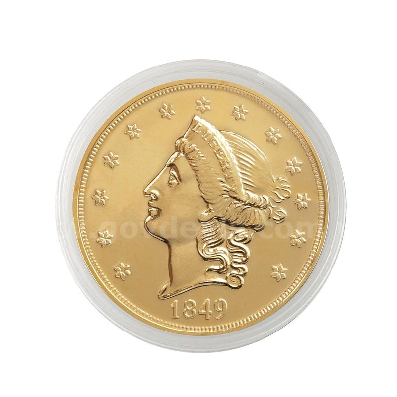 REAL 24k GOLD CLAD 1849 P LIBERTY $20 DOUBLE EAGLE COMMEMORATIVE COIN - SHIP ONLY