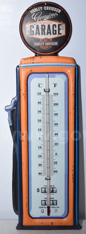 Stamped Metal Harley Davidson Hd Motorcycle Bike Fuel Pump Thermometer - Pin Up Pinup Girl - Shipping Only