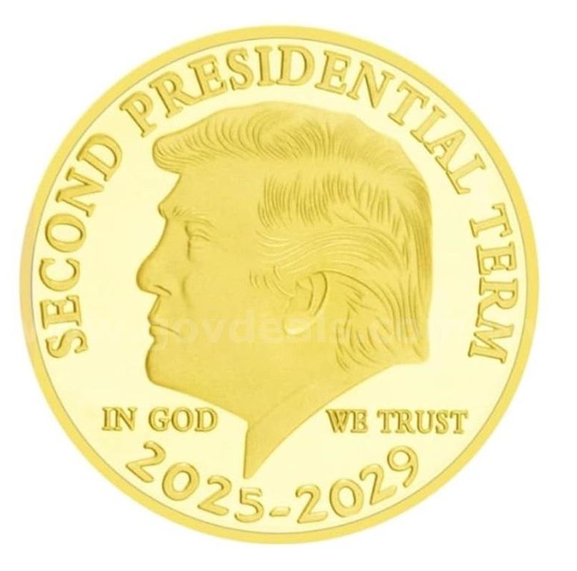 Real 24 Carat Gold Clad Donald Trump 2nd Term Presidency Commemorative Coin - Ship Only