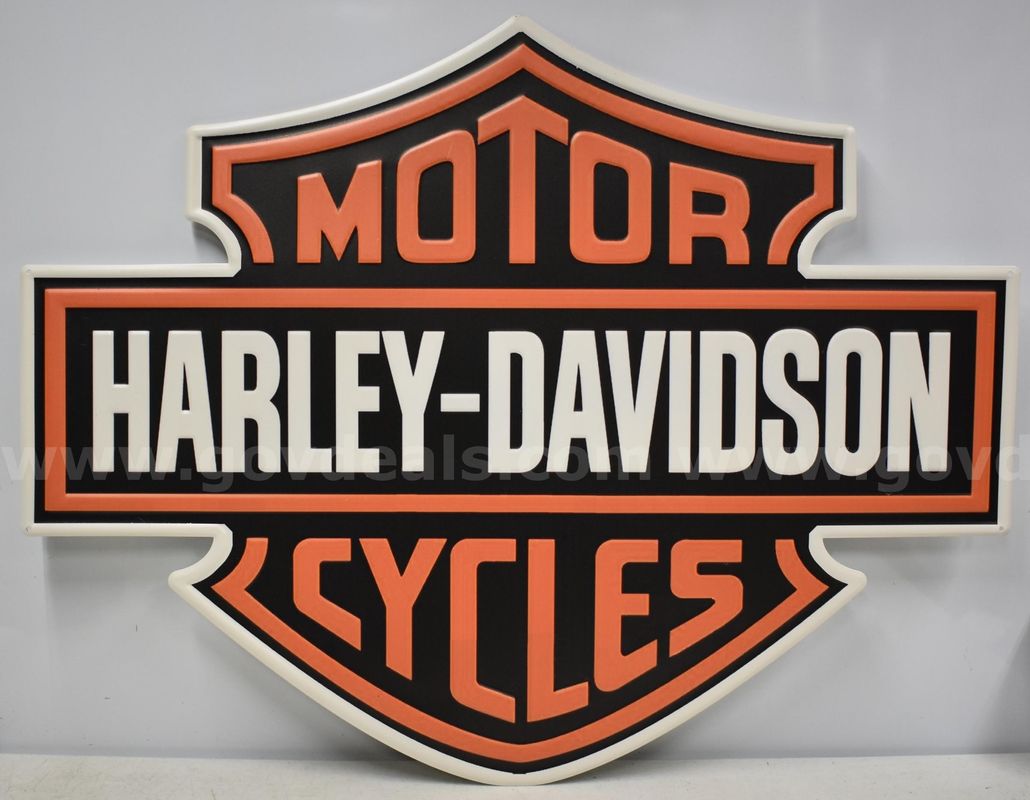 Huge Harley Davidson Hd Dealer Style Metal Stamped Sign Motorcyce Bike - $30 Reserve - Shipping Only